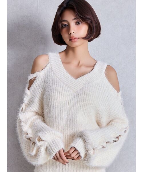 GYDA（ジェイダ） ニット セーター レースアップシャギーニット