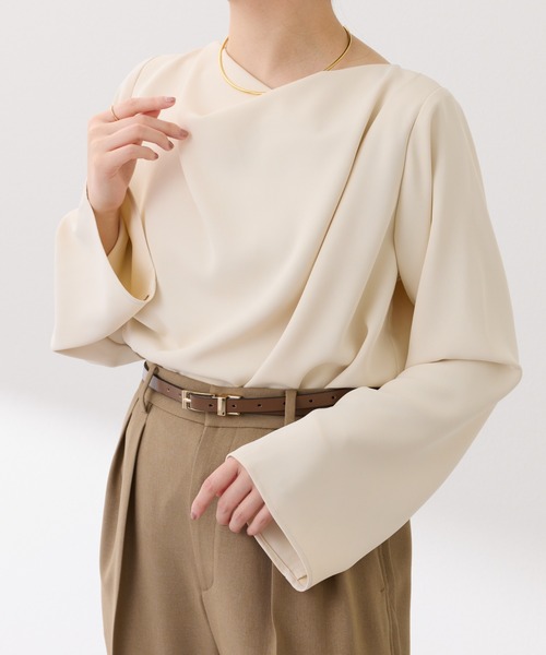 COLLAGE GALLARDAGALANTE パウダーサテンブラウス COLLAGE GALLARDAGALANTE ブラウス シャツ 配色サテンブラウス