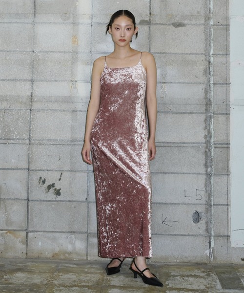 ANDRESDカーヴドスクエアベロアドレス カーヴドスクエアベロアドレス / curved square velour dress（ドレス
