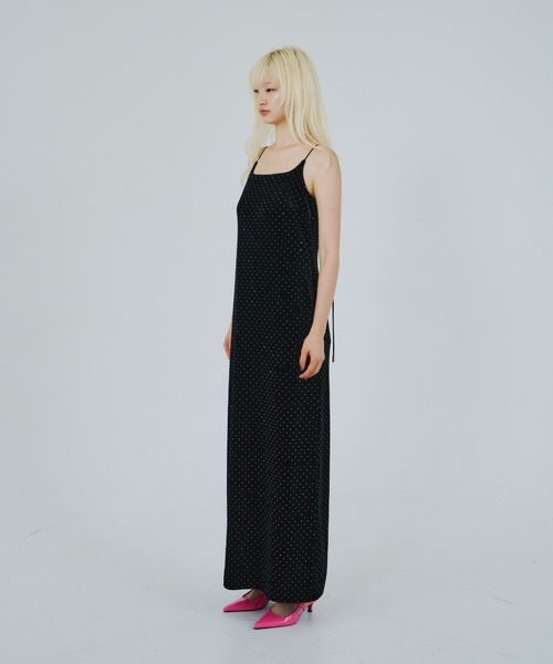 curved square velour dress アンドレスドANDRÉSD カーヴドスクエアベロアドレス / curved square velour dress（ドレス