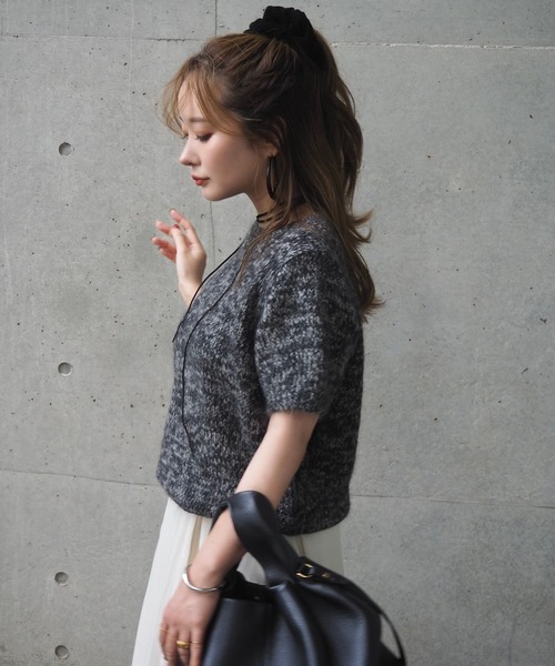 ニット セーター mohair wool mix knit /モヘアウール半袖ミックス