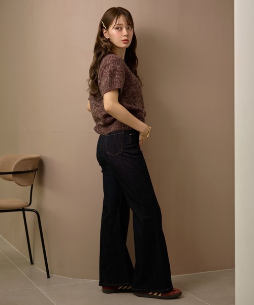 ニット セーター mohair wool mix knit /モヘアウール半袖ミックス