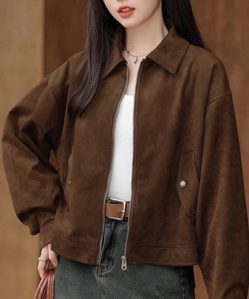 ブルゾン アウター 「25年秋冬新作」スエードショート丈ブルゾン