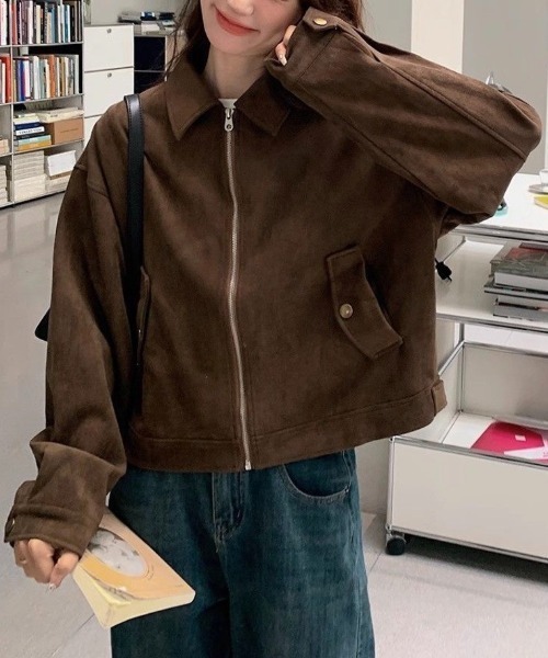 ブルゾン アウター 「25年秋冬新作」スエードショート丈ブルゾン