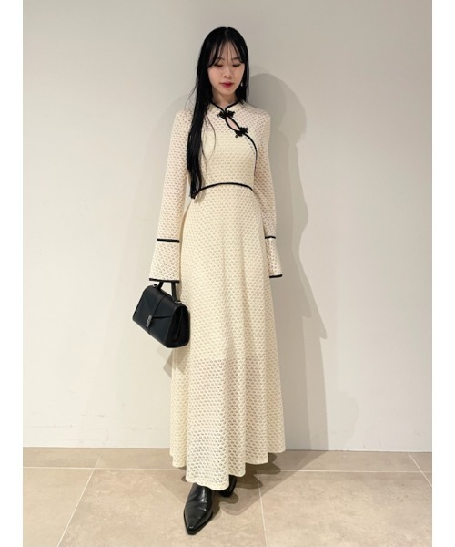 値下げ 美品 リリーブラウン ロングワンピース シャツワンピース ワンピース 黒 LB刺繍カットロングワンピース(マキシ・ロングワンピース)｜ワンピース