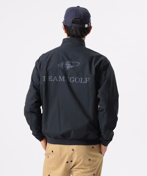 【美品】BEAMS GOLFノーカラーブルゾン 中綿 ブラック ストレッチ M BEAMS GOLF（ビームス ゴルフ） ブルゾン アウター ORANGE LABEL / 撥