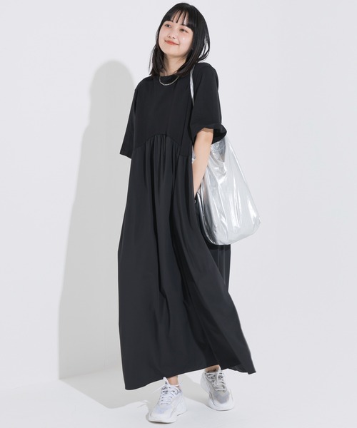 「LAVEANGE」 半袖ワンピース 5L ブラック レディース_画像6