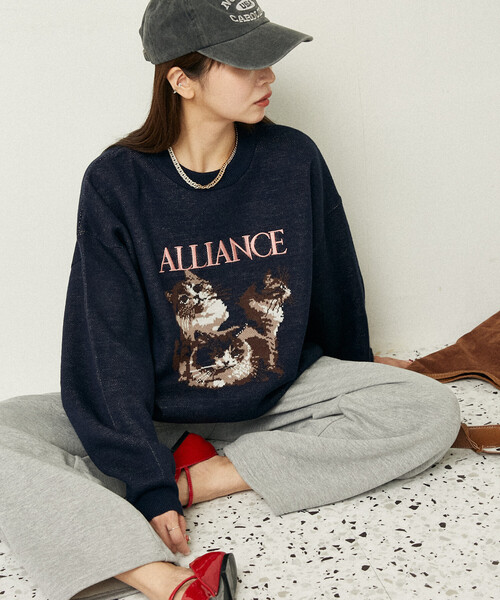 PUBLUX（パブリュクス） ニット セーター 3 キャット デザイン