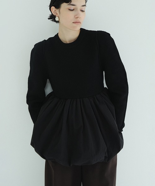 ニット セーター DOCKING POWERSHOULDER KNIT TOPS レディースの画像