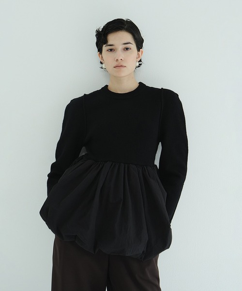 ニット セーター DOCKING POWERSHOULDER KNIT TOPS レディースの画像