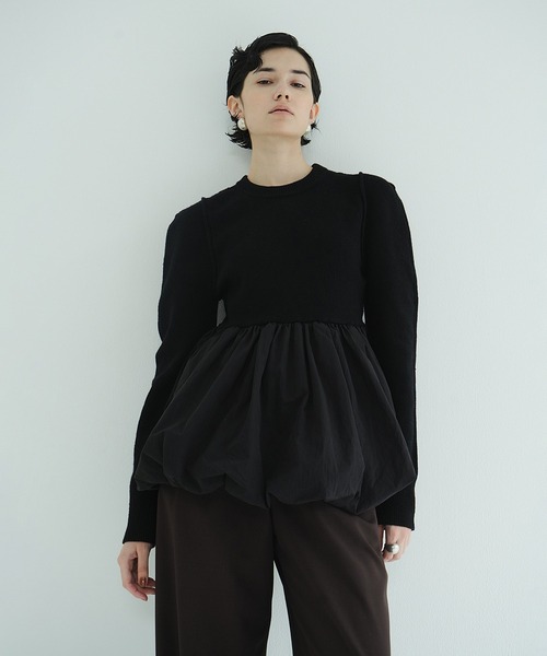 ニット セーター DOCKING POWERSHOULDER KNIT TOPS レディースの画像