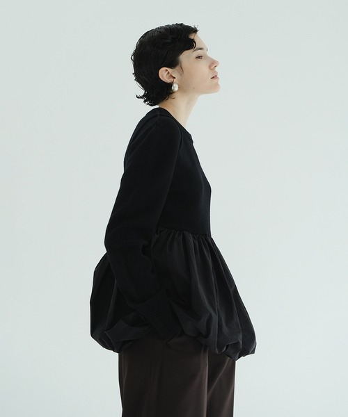 ニット セーター DOCKING POWERSHOULDER KNIT TOPS レディースの画像
