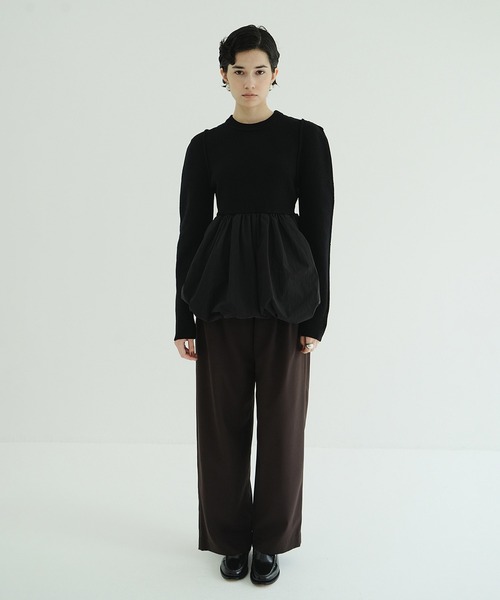 ニット セーター DOCKING POWERSHOULDER KNIT TOPS レディースの画像
