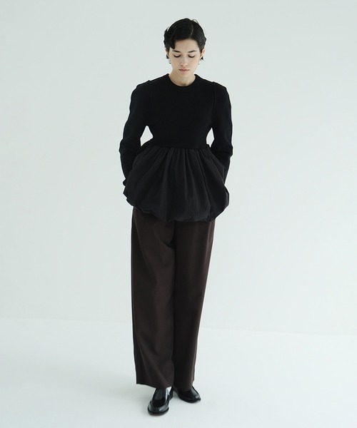 ニット セーター DOCKING POWERSHOULDER KNIT TOPS レディースの画像