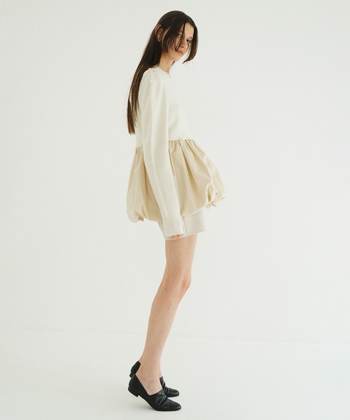ニット セーター DOCKING POWERSHOULDER KNIT TOPS レディースの画像