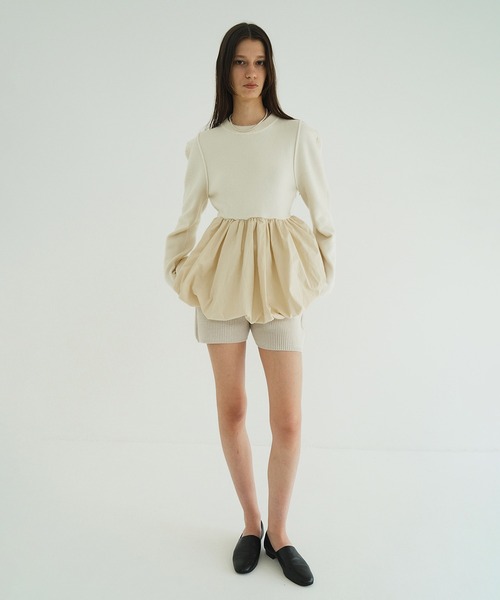 ニット セーター DOCKING POWERSHOULDER KNIT TOPS レディースの画像