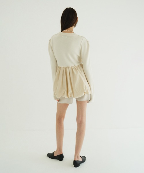 ニット セーター DOCKING POWERSHOULDER KNIT TOPS レディースの画像