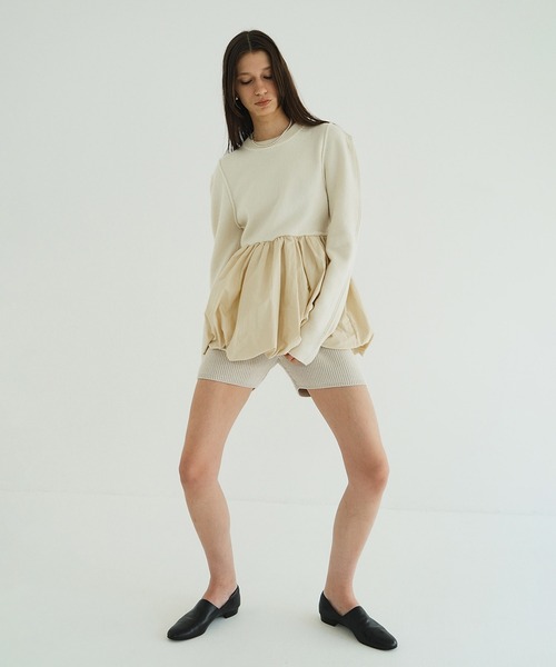 ニット セーター DOCKING POWERSHOULDER KNIT TOPS レディースの画像