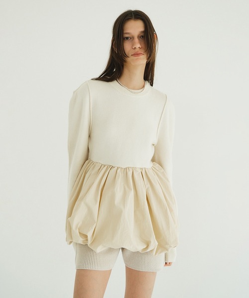ニット セーター DOCKING POWERSHOULDER KNIT TOPS レディースの画像