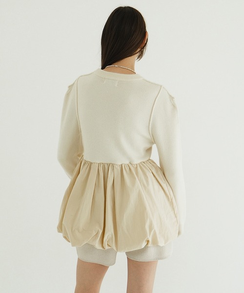ニット セーター DOCKING POWERSHOULDER KNIT TOPS レディースの画像