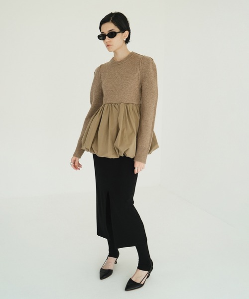 ニット セーター DOCKING POWERSHOULDER KNIT TOPS レディースの画像