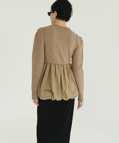 ニット セーター DOCKING POWERSHOULDER KNIT TOPS レディースの画像