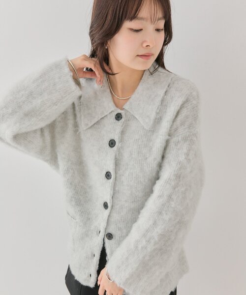 mystic 襟付きプレートニットカーディガン グレー 今週の1番人気はコレ #襟付きプレートニットカーディガン ライトグレー