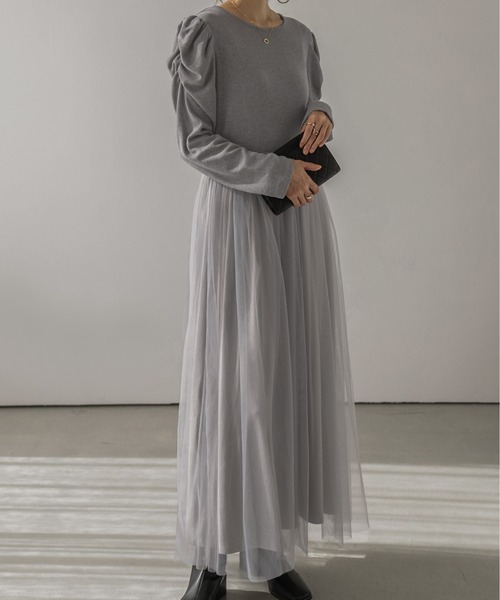 「La-gemme」 長袖ワンピース M グレー レディース_画像5