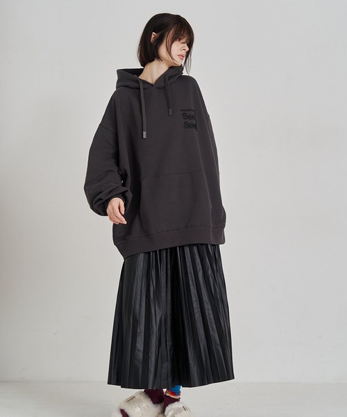 ボックスロゴパーカー/ブラック/サイズL/未使用 オープン記念パーカー SeeSew パーカー 「UNISEX」BOX LOGO HOODIE/ボックスロゴフーディ