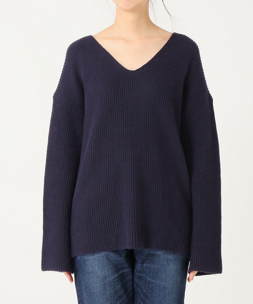 スピック&amp;スパン Spick&amp;Span ニット カットソー 長袖 F ネイビー Spick & Span - スピック&スパン Spick&Span ニット カットソー 長袖 F