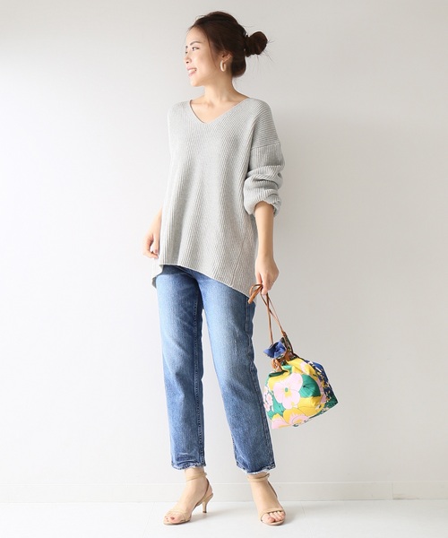 スピック&amp;スパン Spick&amp;Span ニット カットソー 長袖 F ネイビー Spick & Span - スピック&スパン Spick&Span ニット カットソー 長袖 F