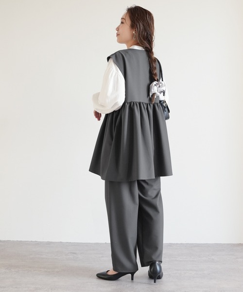 【極美品】OUR きれいめ2WAYペプラムベスト（グレー）卒園・入学式に reca（レカ） セレモニースーツ セットアップ 入学式 入園式 卒業式