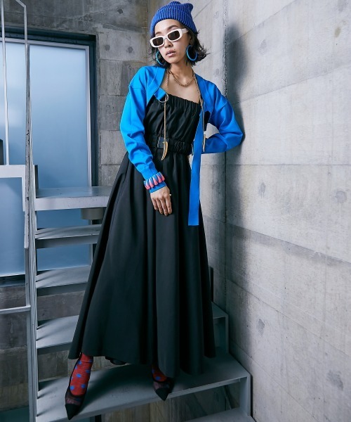 「GEVS.」 キャミソールワンピース M カーキ レディース_画像4