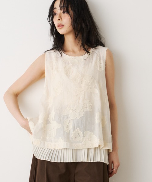 Unitage（ユニテージ） tシャツ 花柄レイヤードノースリーブトップス 