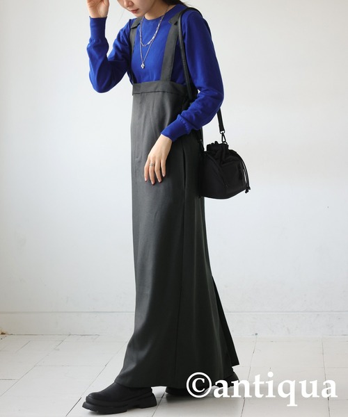 「antiqua」 サロペットスカート ONESIZE グレー レディースの画像4