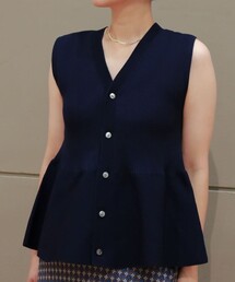 MACPHEE マカフィー ベスト ホワイト 白 サイズ:S(9号) | 23春夏 プレーン リネン Vネック ベスト / ジレ ニット ショート丈 | トップス セーター【レディース】【中古】 MACPHEE (マカフィー) 23春夏 プレーン リネン Vネック ベスト / ジレ