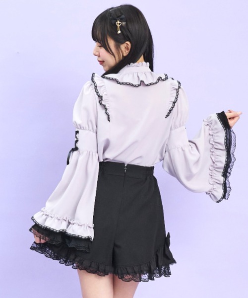 フレア袖スタンドカラーブラウス Secret Honey（シークレットハニー） ブラウス シャツ フレア袖
