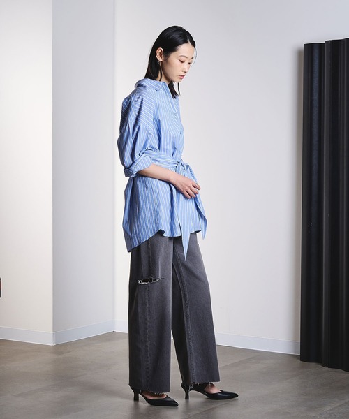 ジーンズ デニム デニムパンツ SLIT DENIM PANTS レディースの画像