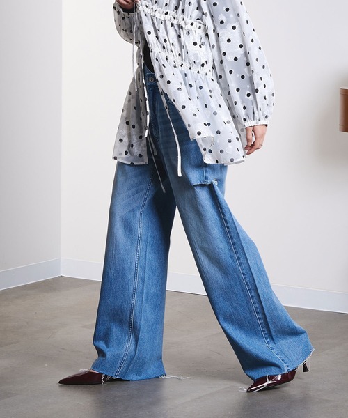 ジーンズ デニム デニムパンツ SLIT DENIM PANTS レディースの画像