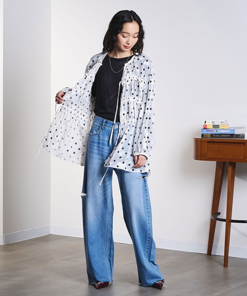 ジーンズ デニム デニムパンツ SLIT DENIM PANTS レディースの画像