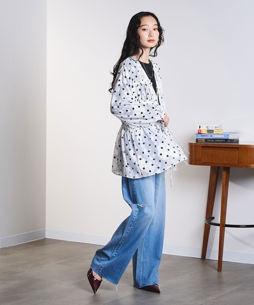 ジーンズ デニム デニムパンツ SLIT DENIM PANTS レディースの画像