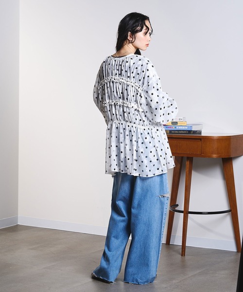 ジーンズ デニム デニムパンツ SLIT DENIM PANTS レディースの画像