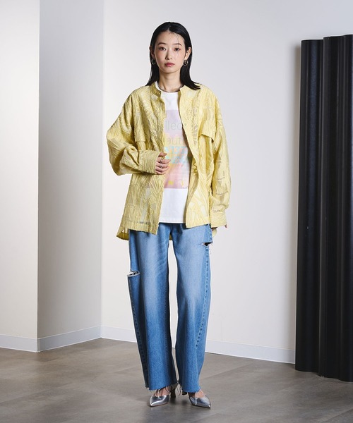 ジーンズ デニム デニムパンツ SLIT DENIM PANTS レディースの画像