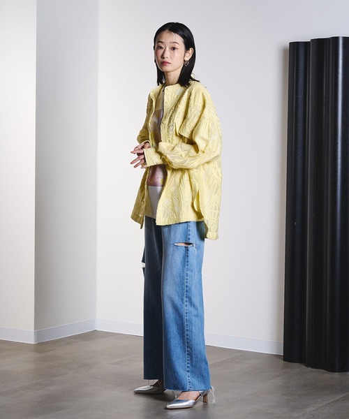 ジーンズ デニム デニムパンツ SLIT DENIM PANTS レディースの画像