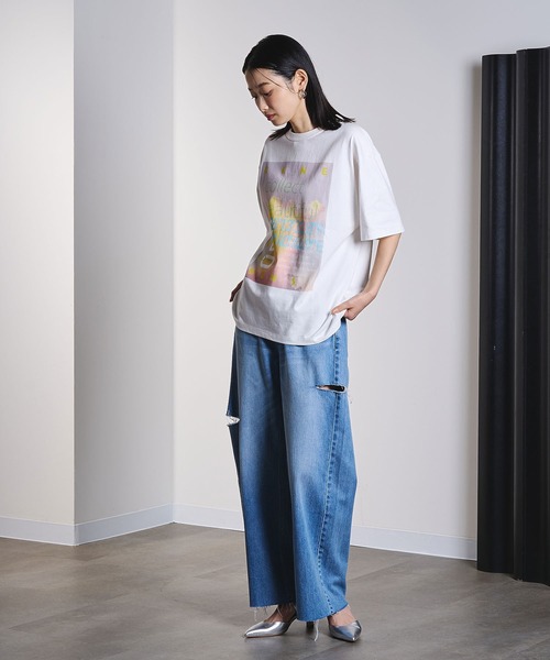 ジーンズ デニム デニムパンツ SLIT DENIM PANTS レディースの画像