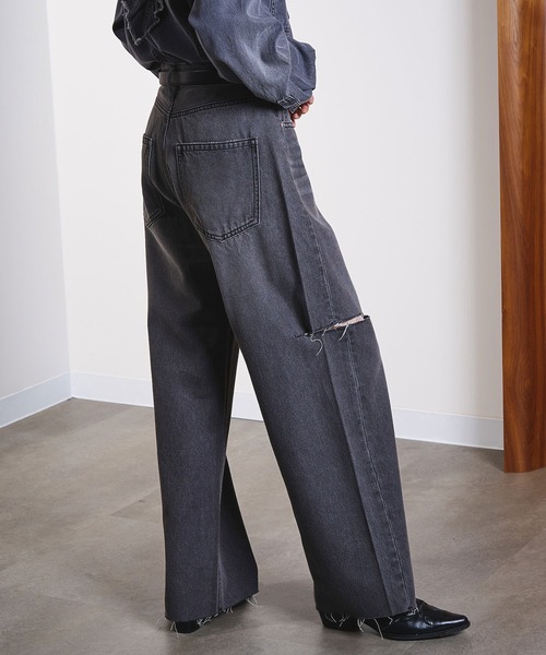 ジーンズ デニム デニムパンツ SLIT DENIM PANTS レディースの画像