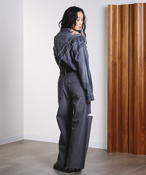 ジーンズ デニム デニムパンツ SLIT DENIM PANTS レディースの画像