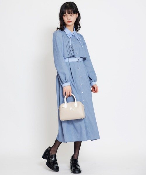 【美品】ロングワンピース プリーツ ボウタイ リボン フレア REDYAZEL（レディアゼル） ワンピース フロントプリーツリボンタイ
