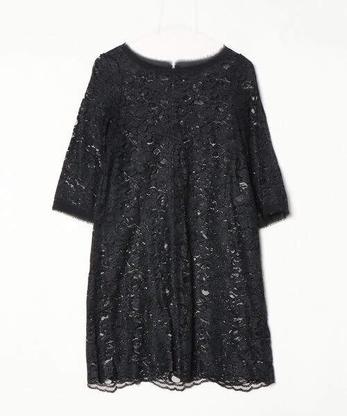 LANVIN ダークグレー 七分袖ワンピース LANVIN en Bleu 「LANVIN Bleu」 7分袖ワンピース 36 ブラック