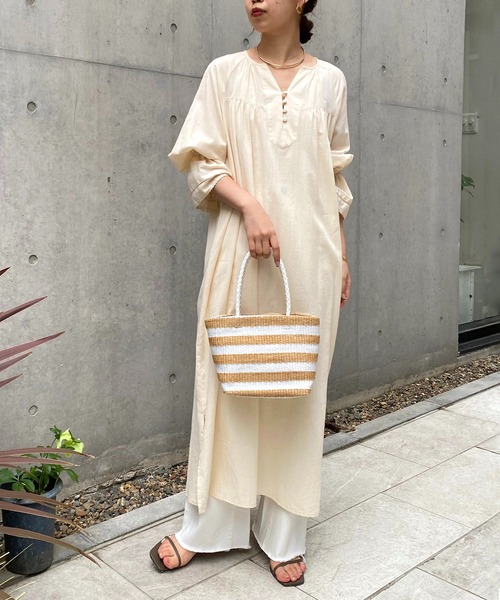 「COLLAGE GALLARDAGALANTE」 7分袖ワンピース FREE ベージュ レディース_画像2